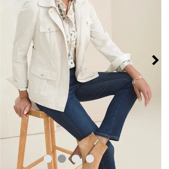 Chico’s Sky Blue Cotton Twill Utility Jacket Like New Condition Size S - Picture 4 of 11